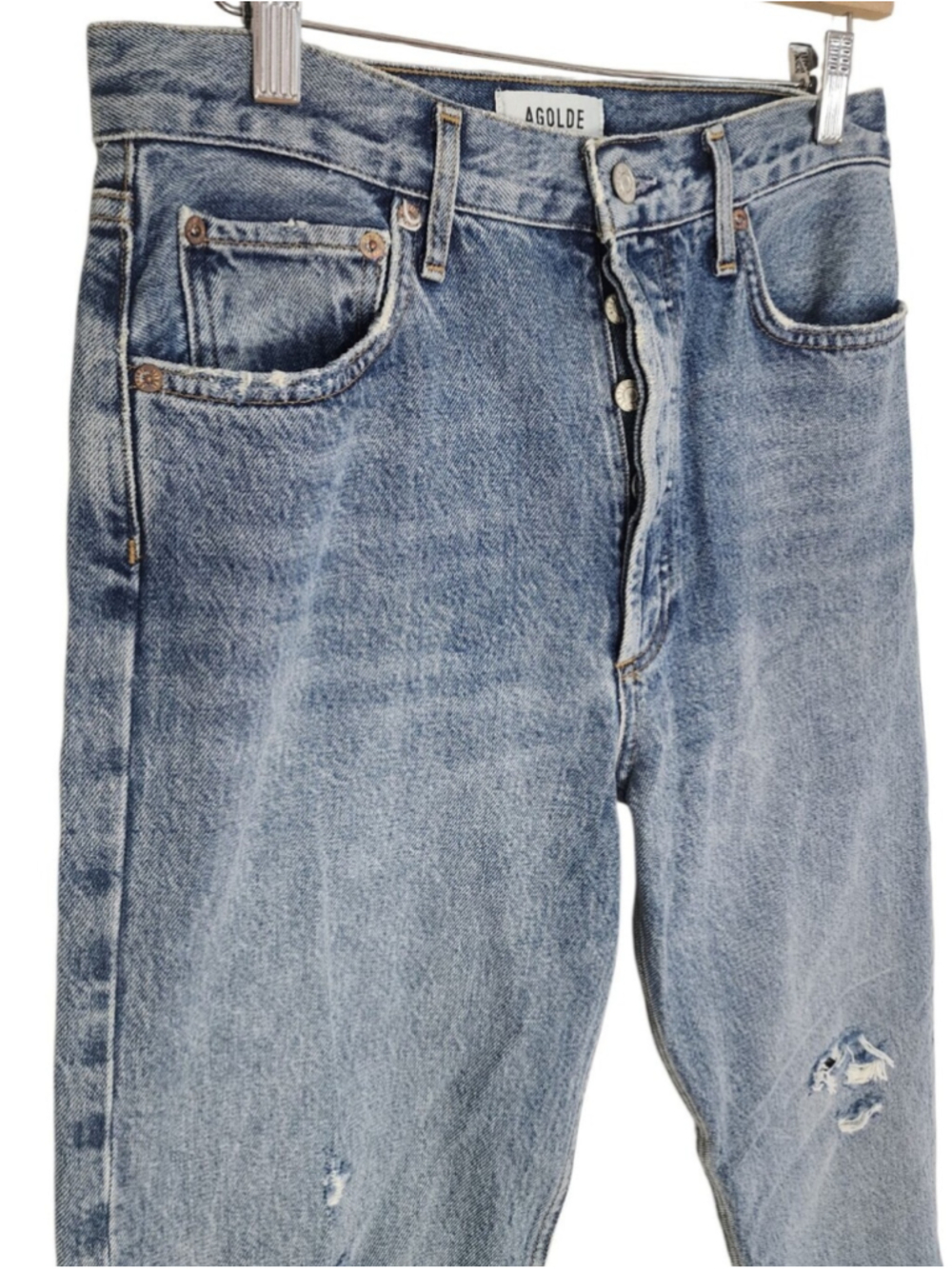 AGOLDE 90’s Pinch Organic Cotton Distressed Straight Leg Jeans 27 - Picture 3 of 9